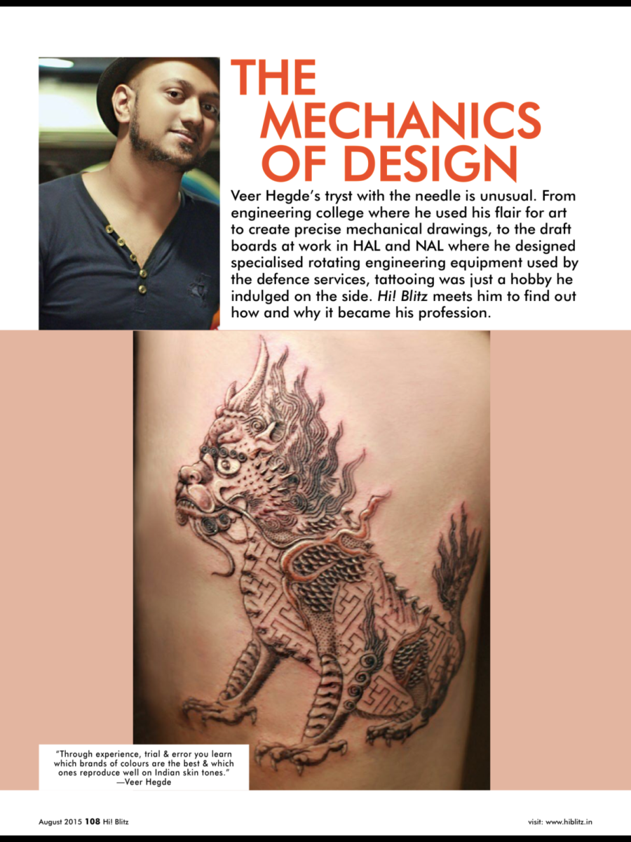 Magazine article of the Hi! Blitz votes Tattoo Artist Veer Hegde - India`s Best Tattoo Artist in Bangalore