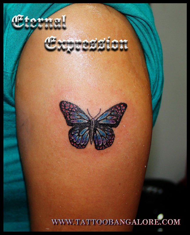 Butterfly tattoo for girls by eternal expression, colour tattoo for girls bangalore, colour butterfly tattoo bangalore. sexy cute tattoos for girls