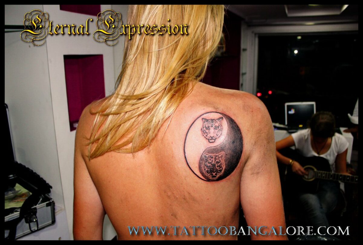 Tiger Yinyang Tattoo on the Back for men